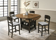 Crownmark Oakly Dining Set- w/ Lazy Susan Baked Brown 5-Piece Dining Set