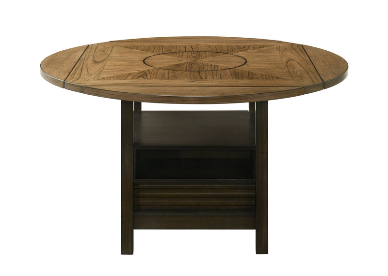 Crownmark Oakly Dining Set- w/ Lazy Susan Baked Brown