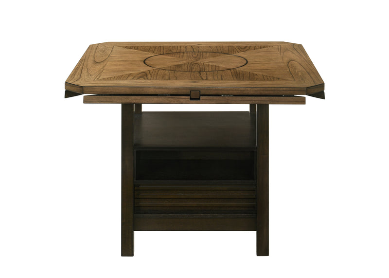 Oakly Dining Set- w/ Lazy Susan Baked Brown