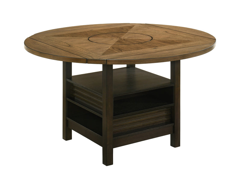 Oakly Dining Set- w/ Lazy Susan Baked Brown