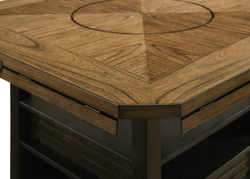 Oakly Dining Set- w/ Lazy Susan Baked Brown