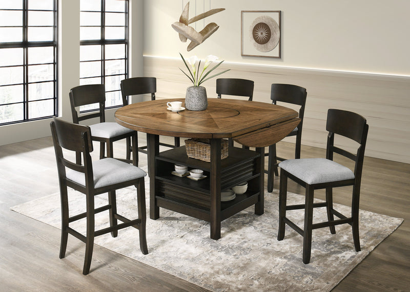 Crownmark Oakly Dining Set- w/ Lazy Susan Baked Brown