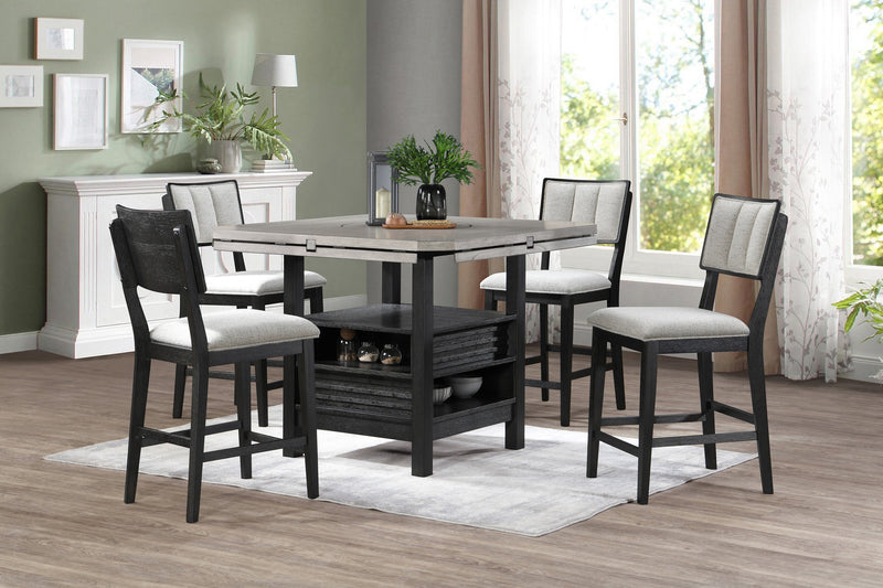 Crownmark Cline Counter Height - Light Grey 5-Piece Dining Set