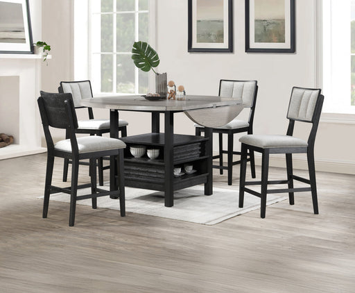 Crownmark Cline Counter Height - Light Grey 5-Piece Dining Set