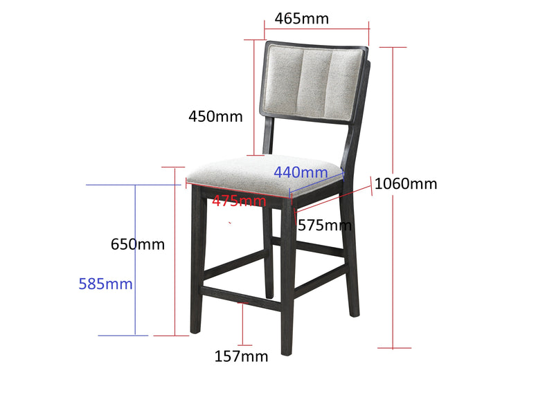 Crownmark Set of 2 Cline Counter Height Chairs - Light Grey