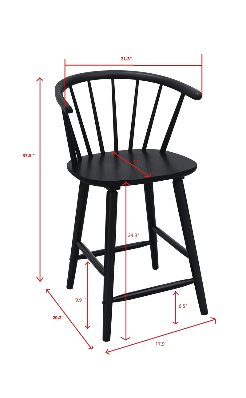 Set of 2 Janna Counter Height Stools - Black