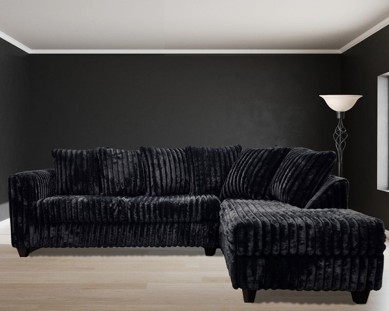 Hugo Corduroy Sectional - Black