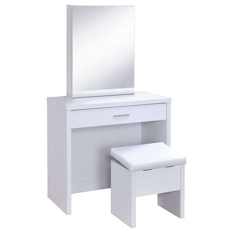 Harvey Vanity Set with Lift-Top Stool White - detail 3