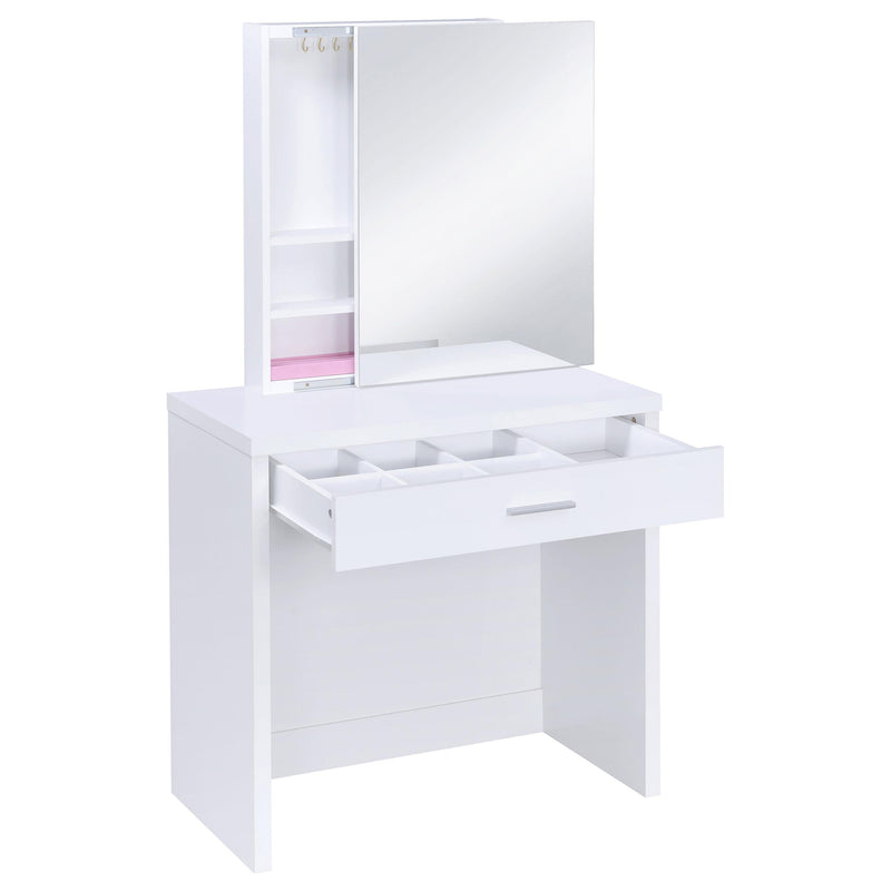 Harvey Vanity Set with Lift-Top Stool White - detail 5