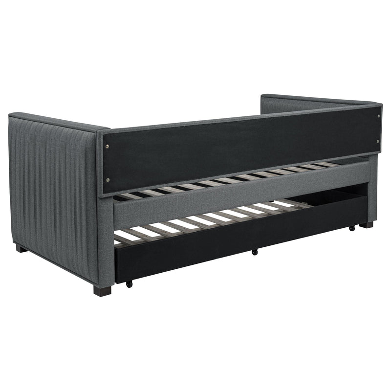 Brodie Upholstered Twin Daybed with Trundle Grey - detail 5