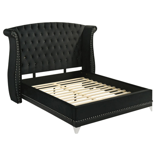 Barzini Upholstered Queen Wingback Bed Black - alternate view