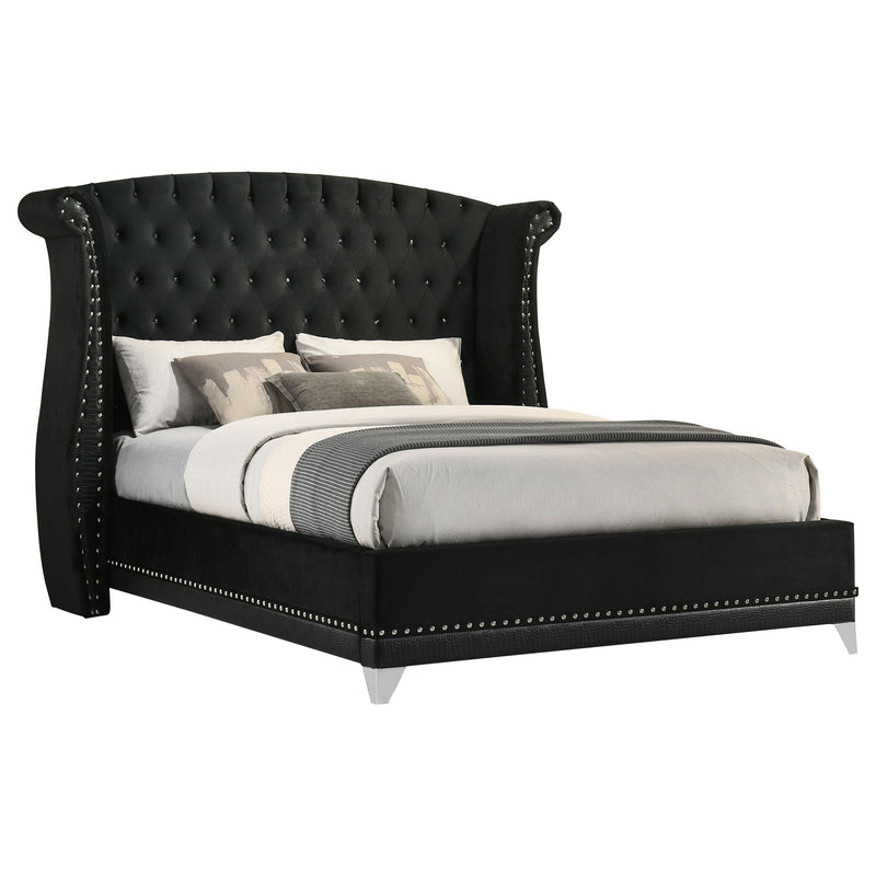 Barzini Upholstered Queen Wingback Bed Black - detail 3