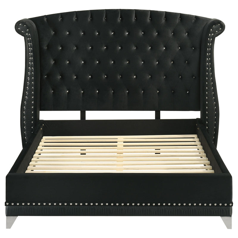 Barzini Upholstered Queen Wingback Bed Black - detail 4