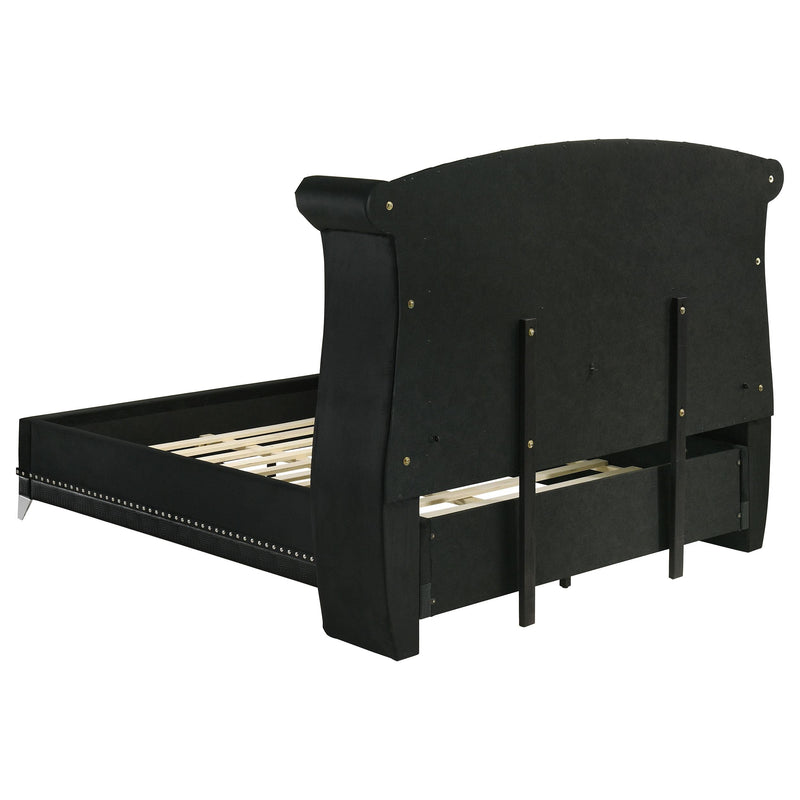 Barzini Upholstered Queen Wingback Bed Black - detail 5