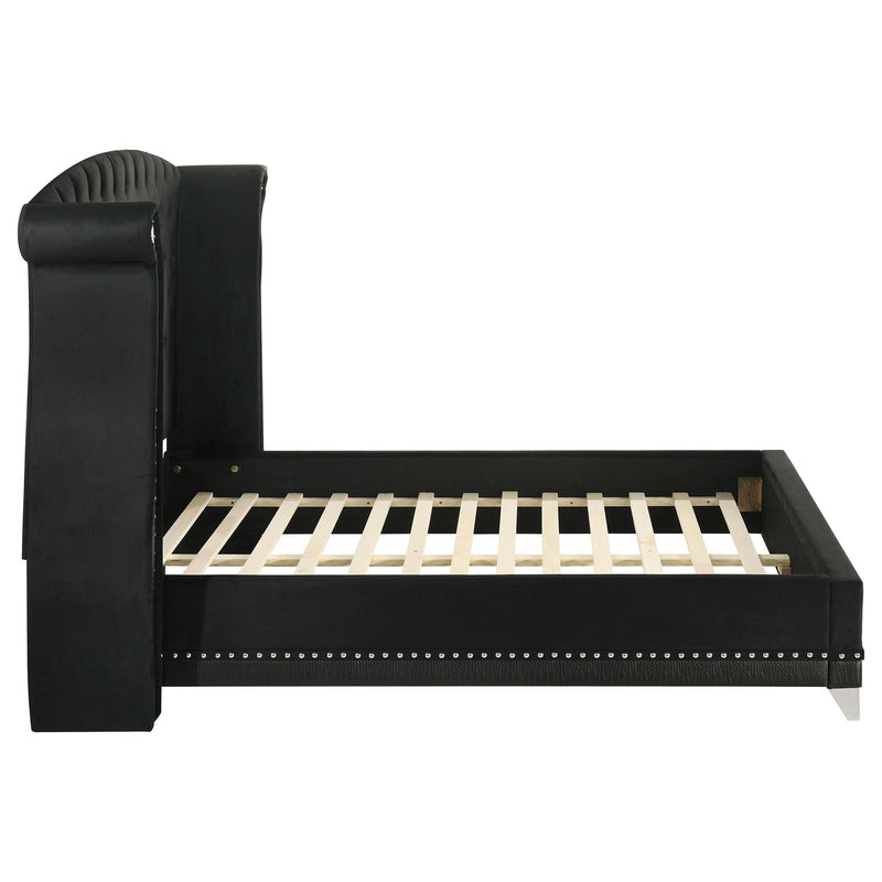 Barzini Upholstered Queen Wingback Bed Black - detail 6