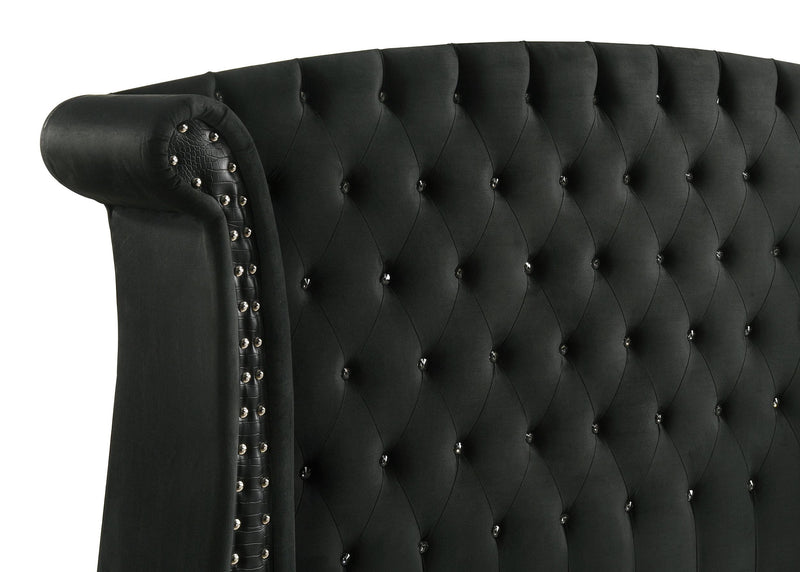Barzini Upholstered Queen Wingback Bed Black - detail 7