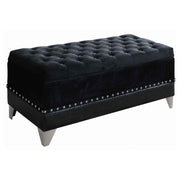 Barzini Velvet Upholstered Tufted Storage Bench Black - alternate view