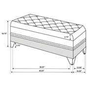 Barzini Velvet Upholstered Tufted Storage Bench Black - detail 3