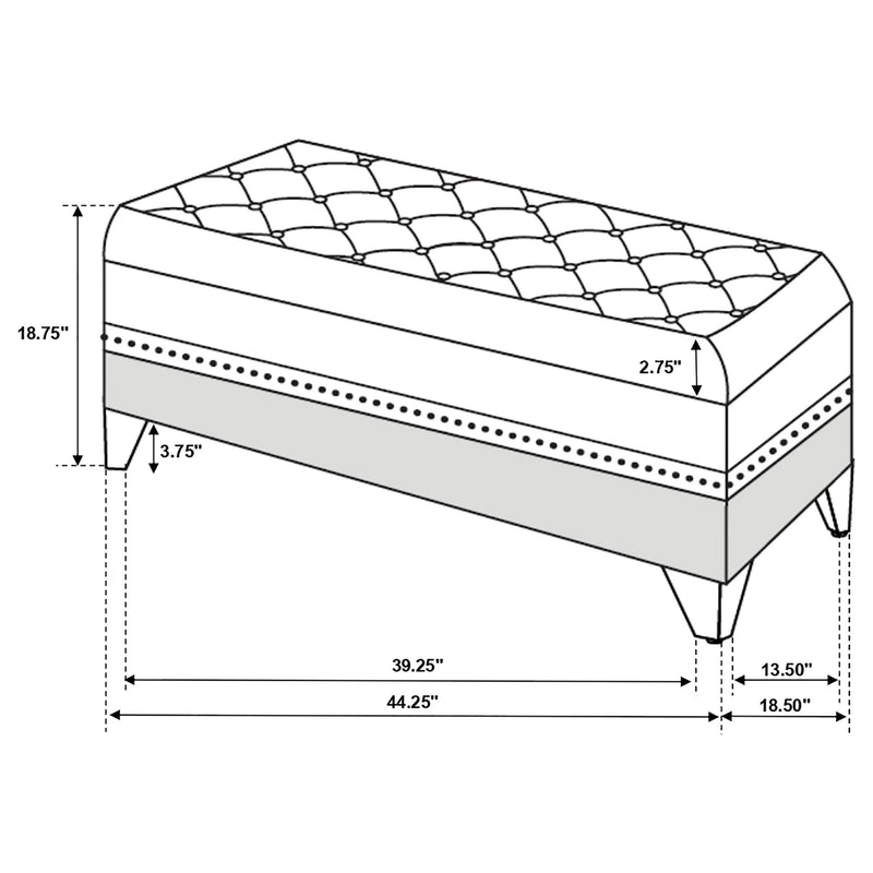 Barzini Velvet Upholstered Tufted Storage Bench Black - detail 3
