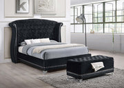 Barzini Velvet Upholstered Tufted Storage Bench Black - detail 4