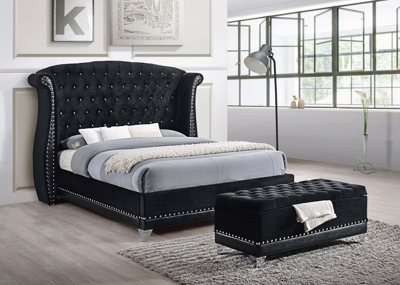 Barzini Velvet Upholstered Tufted Storage Bench Black - detail 4