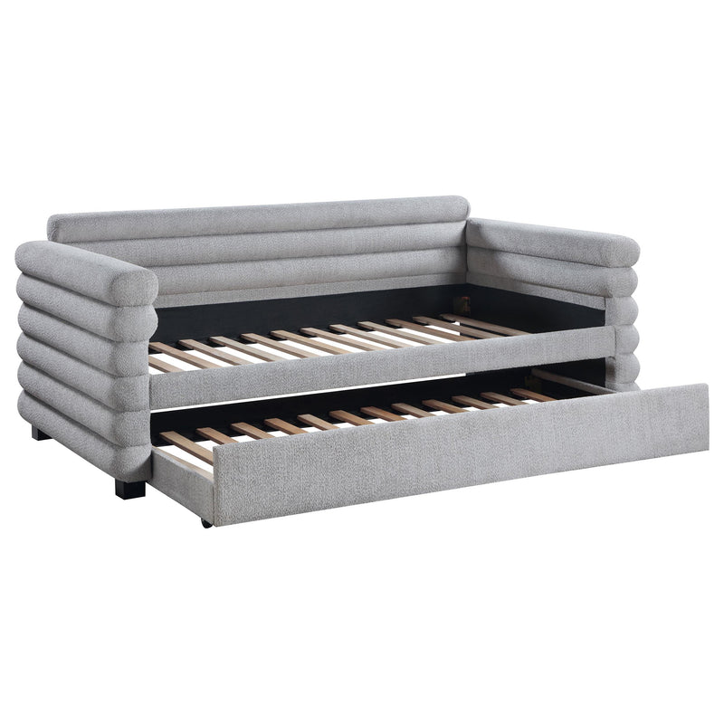 Patricia Boucle Upholstered Twin Day Bed with Trundle Grey - alternate view