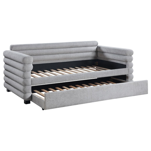 Patricia Boucle Upholstered Twin Day Bed with Trundle Grey - alternate view