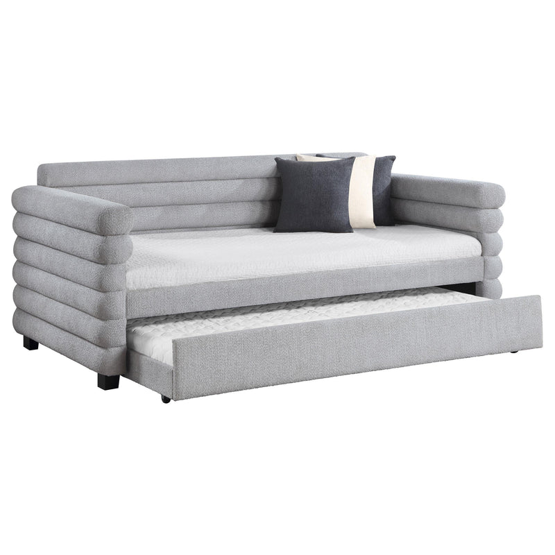 Patricia Boucle Upholstered Twin Day Bed with Trundle Grey - detail 3