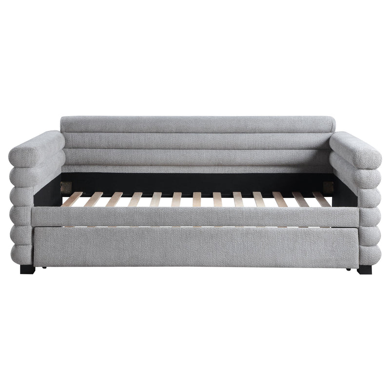 Patricia Boucle Upholstered Twin Day Bed with Trundle Grey - detail 4