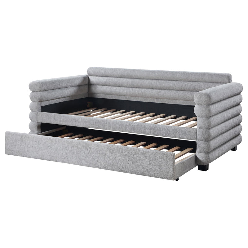 Patricia Boucle Upholstered Twin Day Bed with Trundle Grey - detail 5