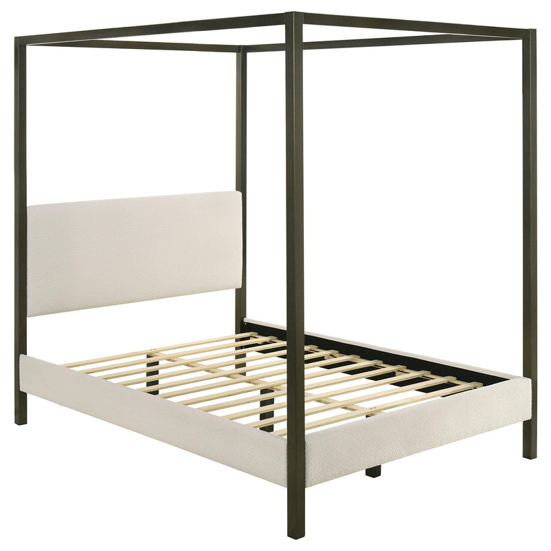 Monroe Upholstered Queen Canopy Bed Vanilla - alternate view