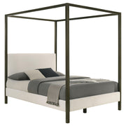 Monroe Upholstered Queen Canopy Bed Vanilla - detail 3
