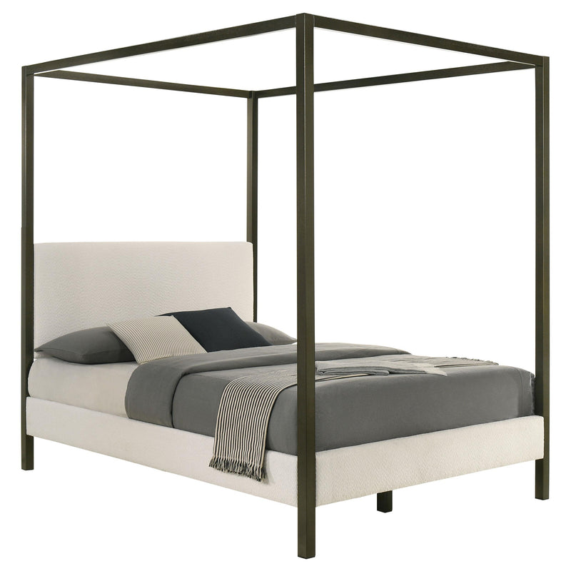 Monroe Upholstered Queen Canopy Bed Vanilla - detail 3