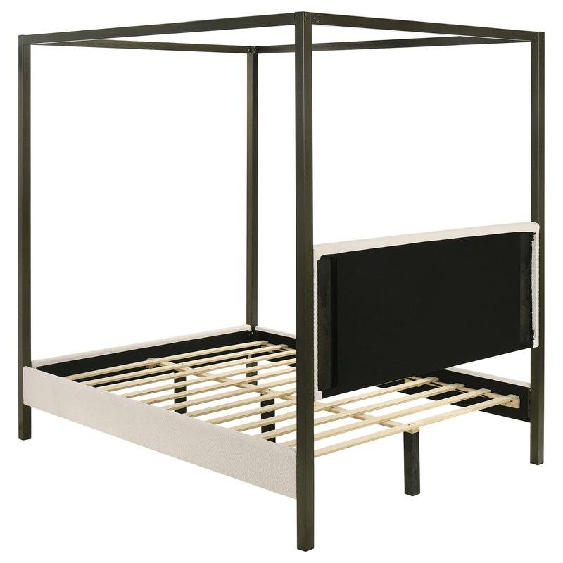 Monroe Upholstered Queen Canopy Bed Vanilla - detail 5