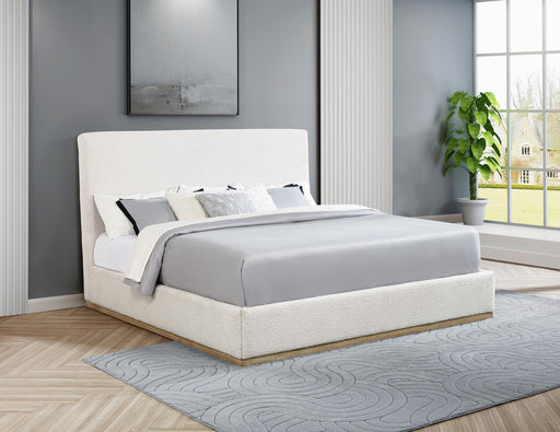 Knox Eastern King Bouclé Upholstered Platform Bed Cream