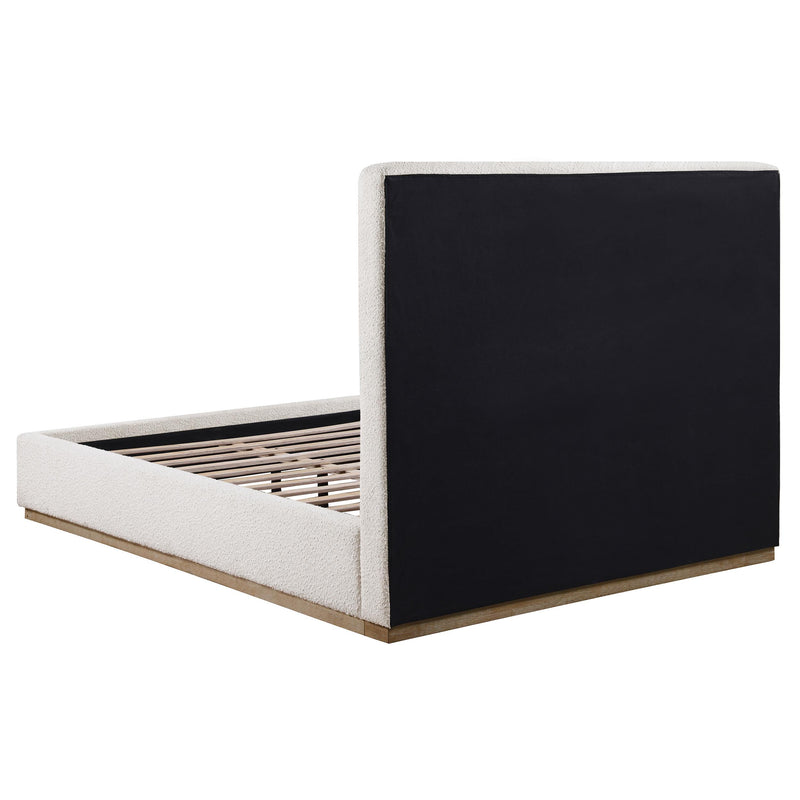 Knox Queen Bouclé Upholstered Platform Bed Cream - detail 4