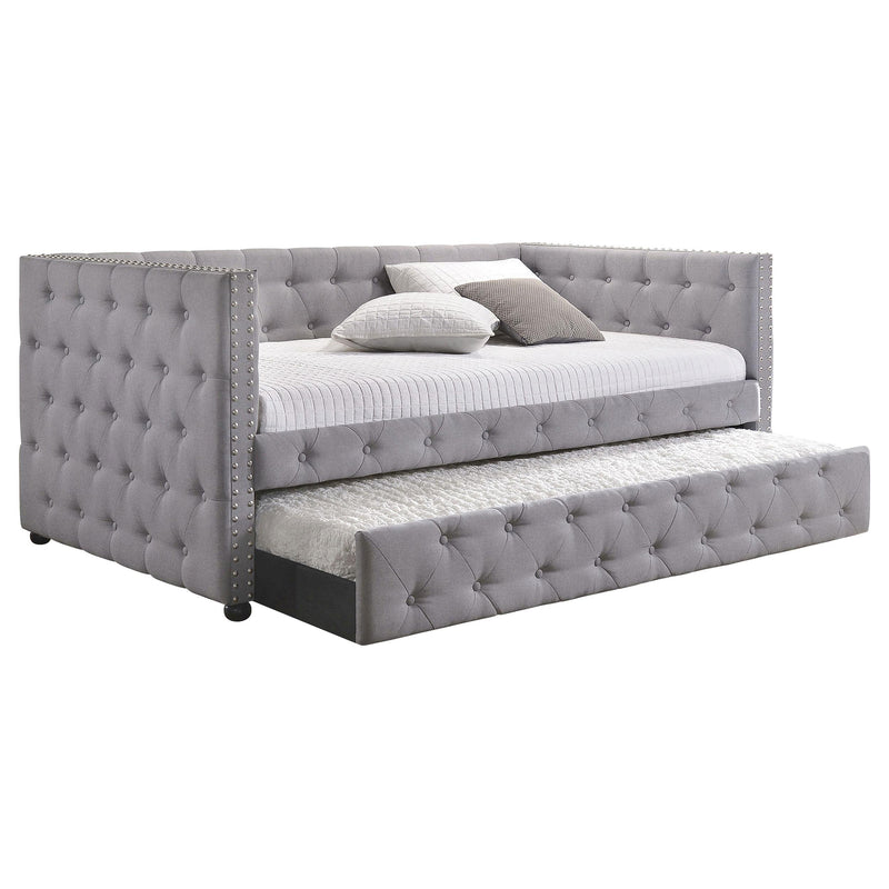 Mockern Upholstered Twin Daybed with Trundle Grey - detail 3