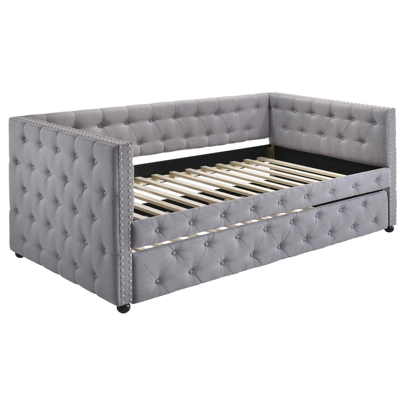 Mockern Upholstered Twin Daybed with Trundle Grey - detail 4