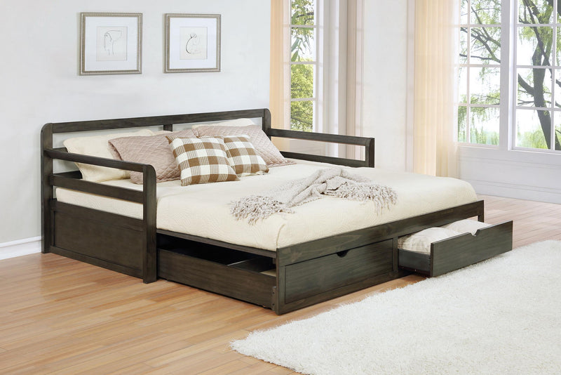 Sorrento 2-drawer Twin XL Daybed with Extension Trundle Grey - alternate view