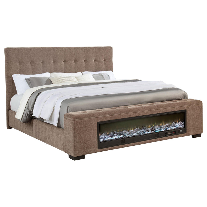 Senna Upholstered Queen Audio Flame Visualizer Bed Brown - detail 3