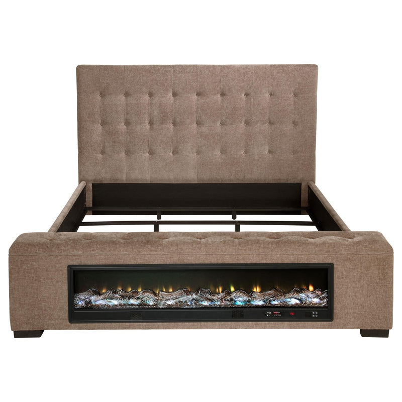 Senna Upholstered Queen Audio Flame Visualizer Bed Brown - detail 4