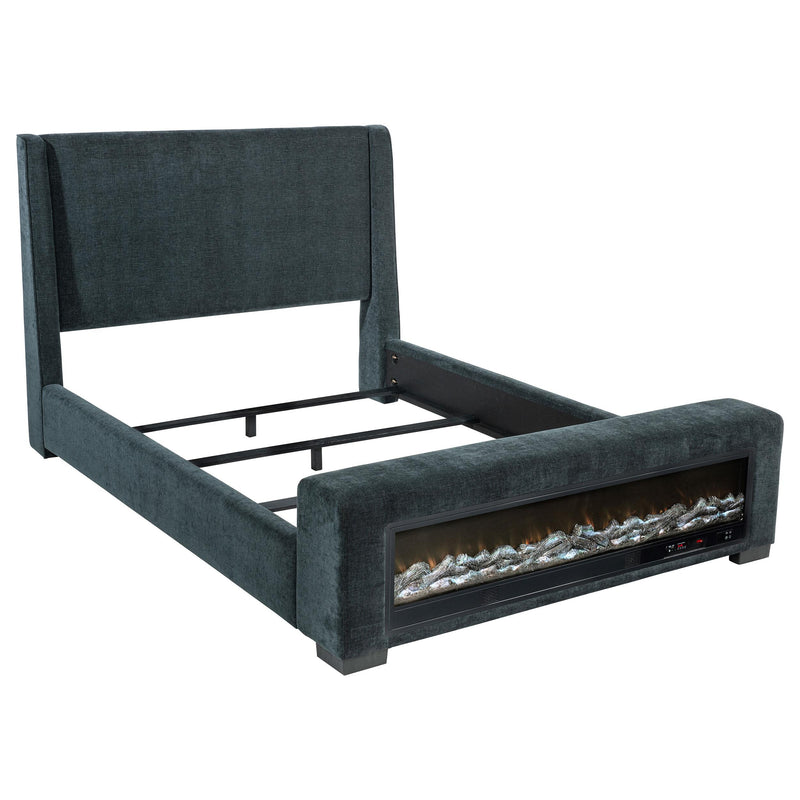 Preston Upholstered Queen Audio Flame Visualizer Bed Dark Blue - alternate view