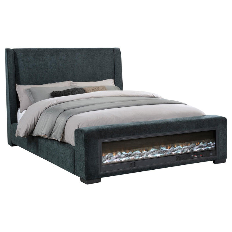 Preston Upholstered Queen Audio Flame Visualizer Bed Dark Blue - detail 3