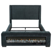 Preston Upholstered Queen Audio Flame Visualizer Bed Dark Blue - detail 4