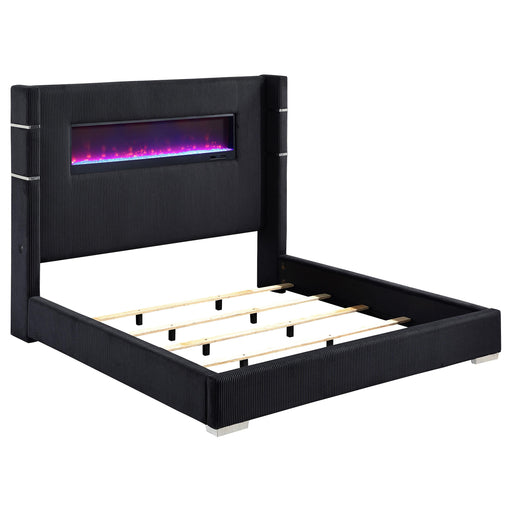 Tisdall Upholstered Queen Flame Visualizer Bed Black - alternate view