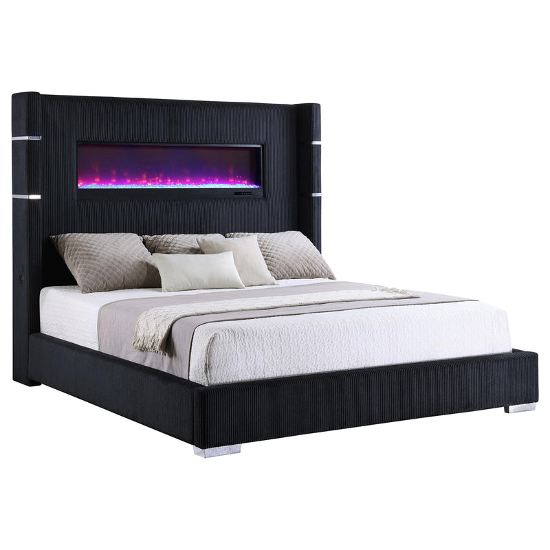 Tisdall Upholstered Queen Flame Visualizer Bed Black - detail 3