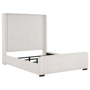 Natasha 65-inch Upholstered Queen Wingback Bed Cream - alternate view