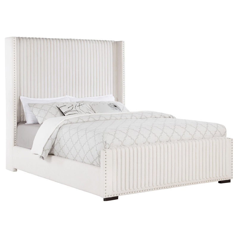Natasha 65-inch Upholstered Queen Wingback Bed Cream - detail 3