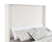 Natasha 65-inch Upholstered Queen Wingback Bed Cream - detail 5