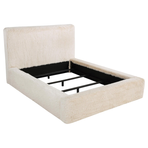 Rebecca Faux Fur Upholstered Queen Bed Cream - alternate view